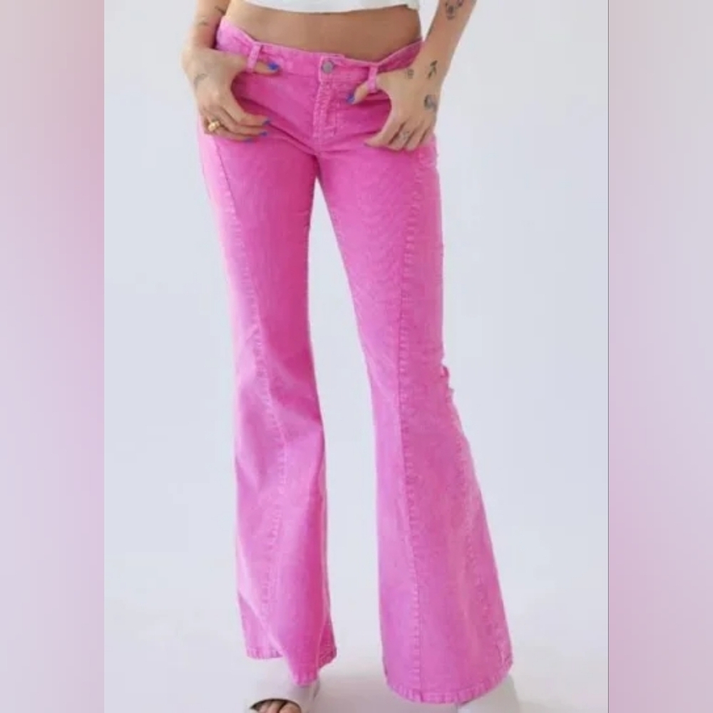 BDG Bright Pink Flare Corduroy